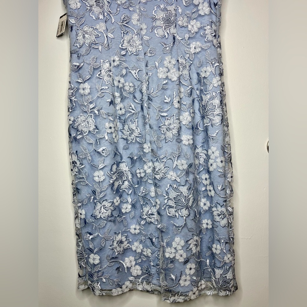 Alex Evenings Blue Lace Floral Sheath Dress - Picture 12 of 14